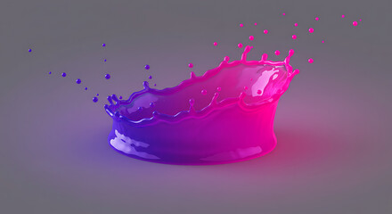 Vibrant Pink and Purple Liquid Splash Dynamic 3D Render Abstract Background