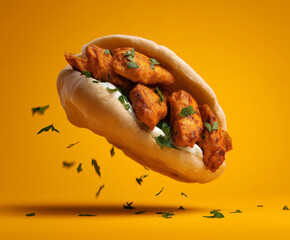 pita with spicy shawarma created with Generative AI Technology, ai, generative