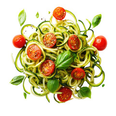 Zucchini Noodles With Fresh Basil And  isolated on a transparent background