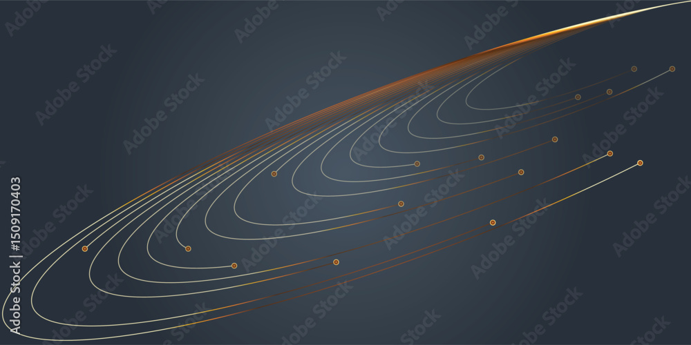 Poster abstract network design with concentric lines and connecting points. this dynamic abstract image fea