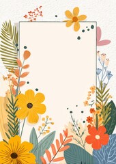 Obraz premium Floral Framed White Space with Yellow and Orange Flowers for Invitation