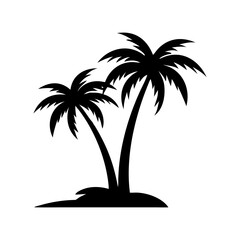 Silhouette of Palm Trees at Sunset on a Tropical Beach