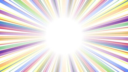 Animated pastel rainbow radial rays radiate from bright center in animated pride-themed background

