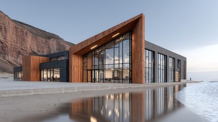 Fototapeta premium Modern architectural building by the sea.