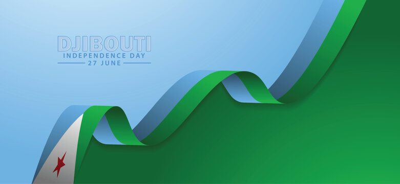 Djibouti independence day 27 June flag ribbon vector poster - Powered by Adobe