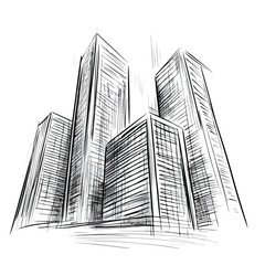 Fototapeta premium Professional Urban Buildings Isolated Scribble Vector Illustration for Marketing Materials