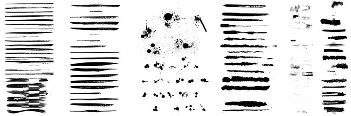 Beautiful Brushes vector collection. Grunge Elements - Brush strokes, ink paint brushes, grunge lines. Rectangle text box for social media and network. vector