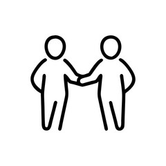 Two people shaking hands in a minimalist line art style  