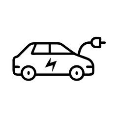 Fototapeta premium Electric car icon with charging plug in minimalist design 
