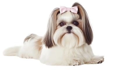 shih tzu puppy with bow on head