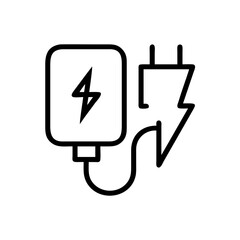 Fast charging device with power plug and lightning bolt symbol  
