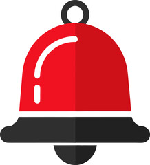 Flat red bell alert icon for emergency notification or alarm user interface elements