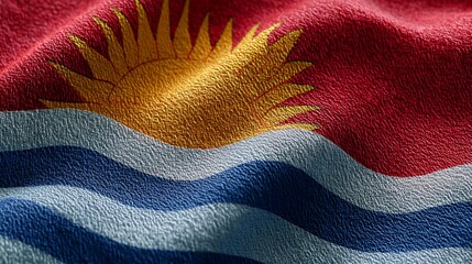 Silk flag of Kiribati displayed on independence day with vibrant colors representing national pride