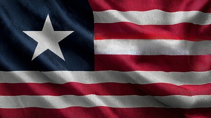 Liberia's silk flag waving in celebration of Independence Day reflecting national pride and heritage