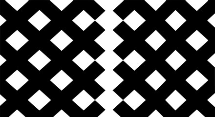 vector set of A seamless black and white rhombus diamond pattern arranged in a horizontal grid. The alternating diamonds create a geometric, checkered effect that is ideal for backgrounds, textiles, 