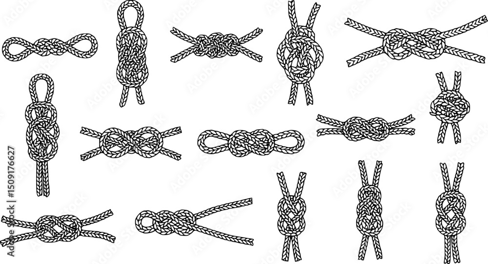 Aufkleber vector set of rope knot sets with different shapes isolated on white background. knot vector illustr