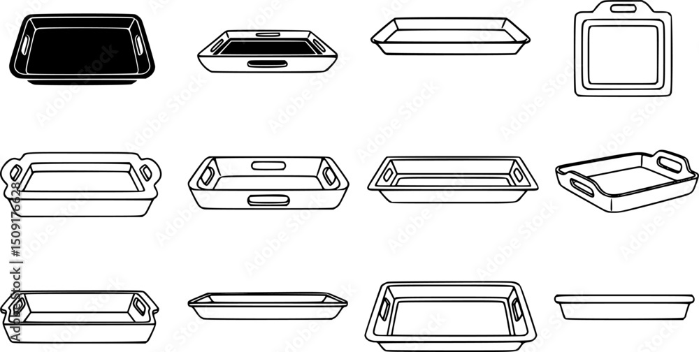 Poster vector set of top view and side view tray icon set