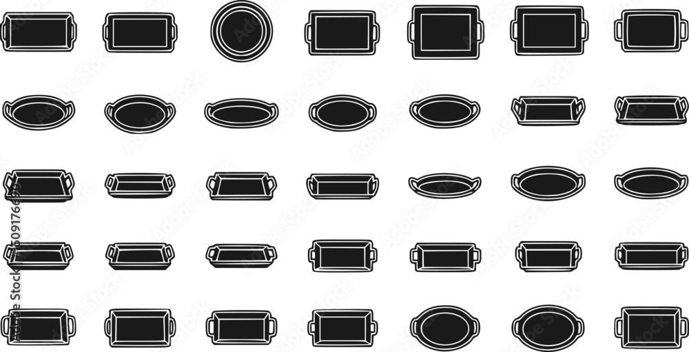 Poster vector set of top view and side view tray icon set