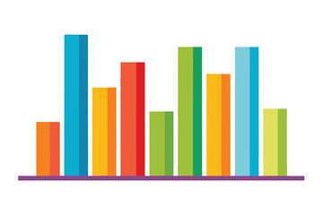 Colorful abstract bar graph visual illustration depicting data analysis and business strategy on transparent background