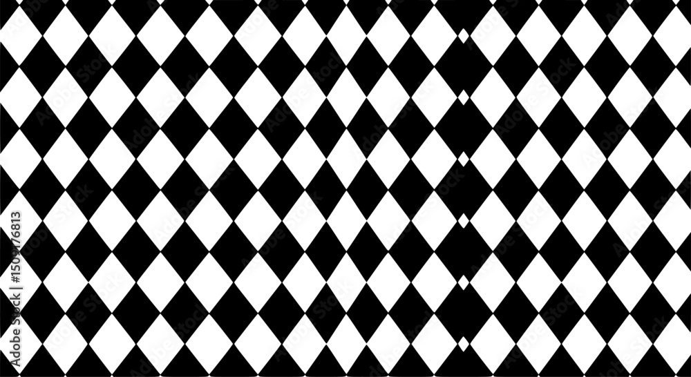 Poster vector set of a seamless black and white rhombus diamond pattern arranged in a horizontal grid. the 