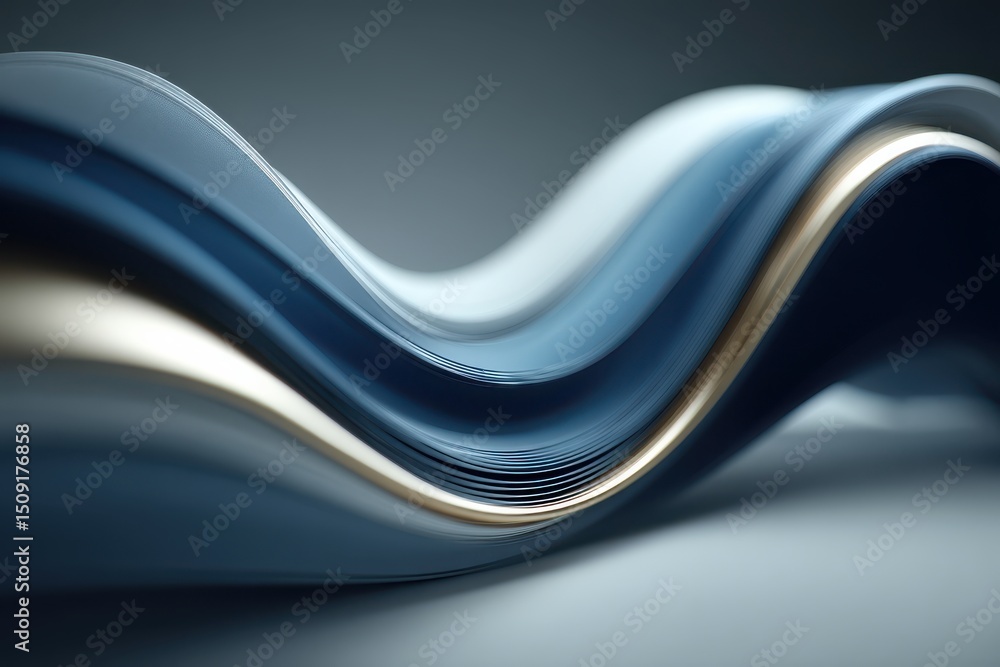 Poster abstract metallic wave design with a dynamic and futuristic appearance
