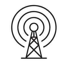 Radio communication tower antenna vector illustration icon for wireless technology and internet signal broadcasting
