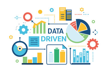 Colorful data analytics visualization illustrating data driven business strategy and information graphics