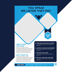Law and justice A4 flyer or poster template for law firm