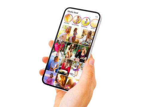 Sample social media photo gallery on mobile phone