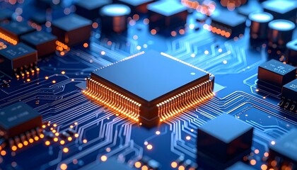 Close-up of a central processing unit on a circuit board (1)