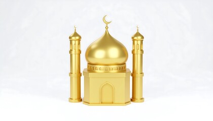 Obraz premium Golden Mosque 3D Render Islamic Architecture Design