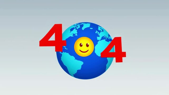 Cheerful 404 error message on a globe.  Perfect for website design, blog posts, or social media.