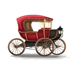 Vintage Carriage Icon on White Background: Elegant Symbol of Classic Transportation in Vector Illustration