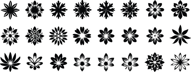 a set of Symmetrical Flower Design Set  Radial Petal Motifs for Decorative Use