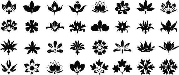 a set of Symmetrical Flower Design Set  Radial Petal Motifs for Decorative Use