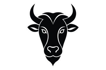 Flat cow head silhouette vector design | minimal farm animal art with clean lines