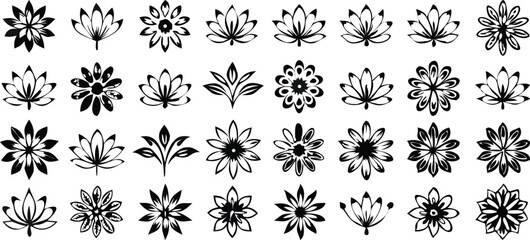 a set of Symmetrical Flower Design Set  Radial Petal Motifs for Decorative Use