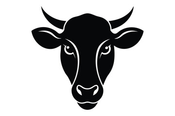 Profile view cow head silhouette vector image | dark vector design for agriculture