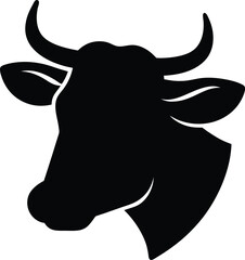 Smooth cow head silhouette in vector art | clear side face illustration of cattle