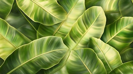 Fototapeta premium Close-up view of tropical leaves with vivid colors.