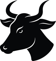 Side profile cow head vector in silhouette | artistic livestock face icon for use