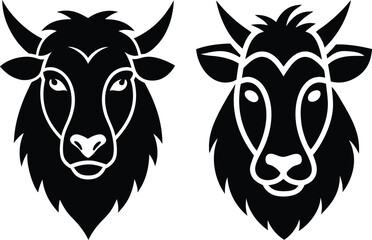 Cow head side profile silhouette vector | black minimal animal drawing format