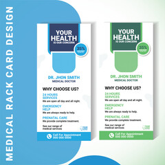 Professional Medical Rack Card Template | Clinic & Hospital Services | AI + EPS Format