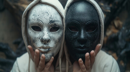 The masked man is black and white, good and evil