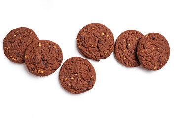 Chocolate chip cookies with hazelnuts isolated