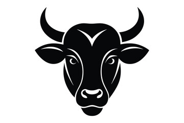 Cattle head vector silhouette in dark tone | elegant profile of farm animal head