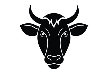 Vector cow head silhouette illustration | clean farm animal artwork in profile