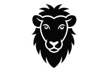 Artistic vector of cow head in silhouette | black profile icon for agriculture