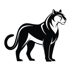 Obraz premium Black and white stylized cougar illustration standing profile