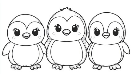 Obraz premium The illustration features a cute penguin in a simple line art style on a plain background, making it suitable for a children's book